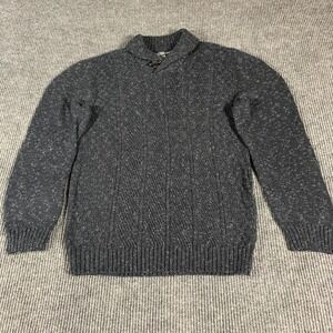 Method Sweater Men's Extra‎ Large Blue Cable Knit Collared Toggle Cotton Blend